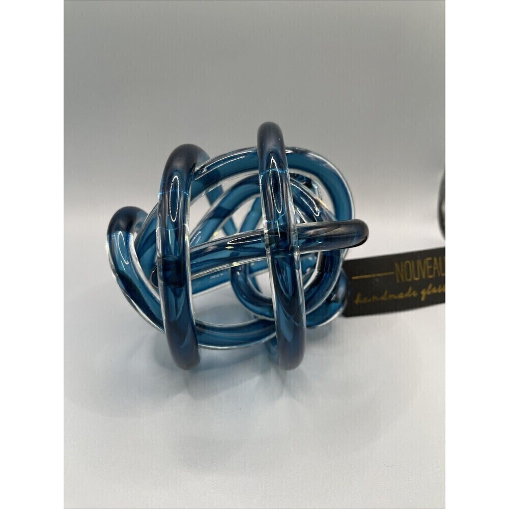 Blue Glass Interchangeable 5.5” Knot Orb Sphere Decor Nouveau Handmade
